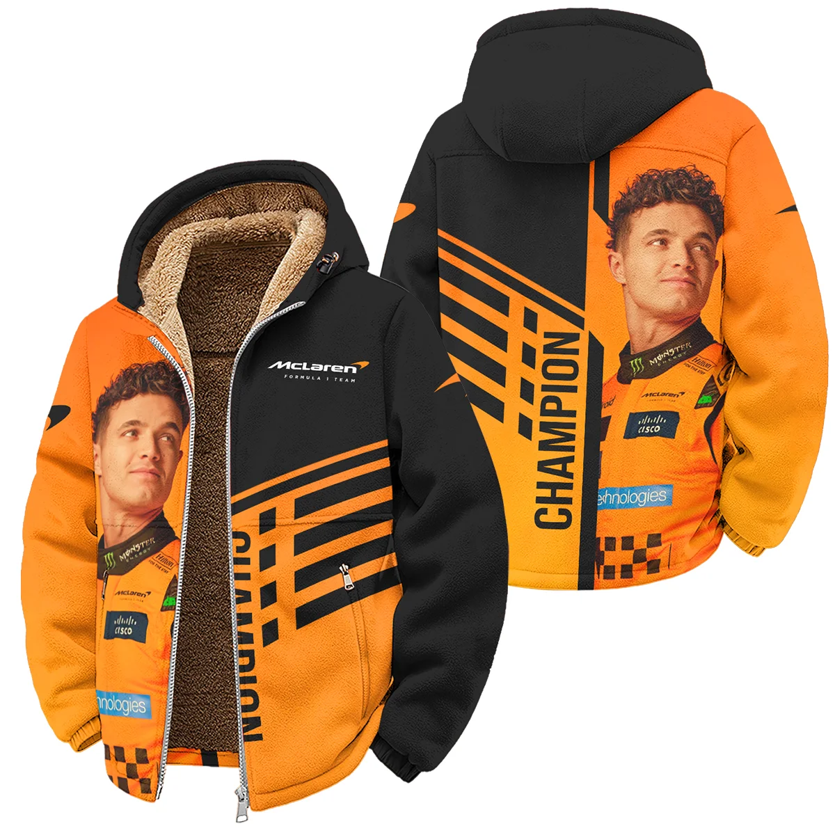 2025 World Champion Lando Norris McLaren F1 Team Winter Fleece Jacket BLNRWDCA3WFJ - Motorsport Lifestyle Wear