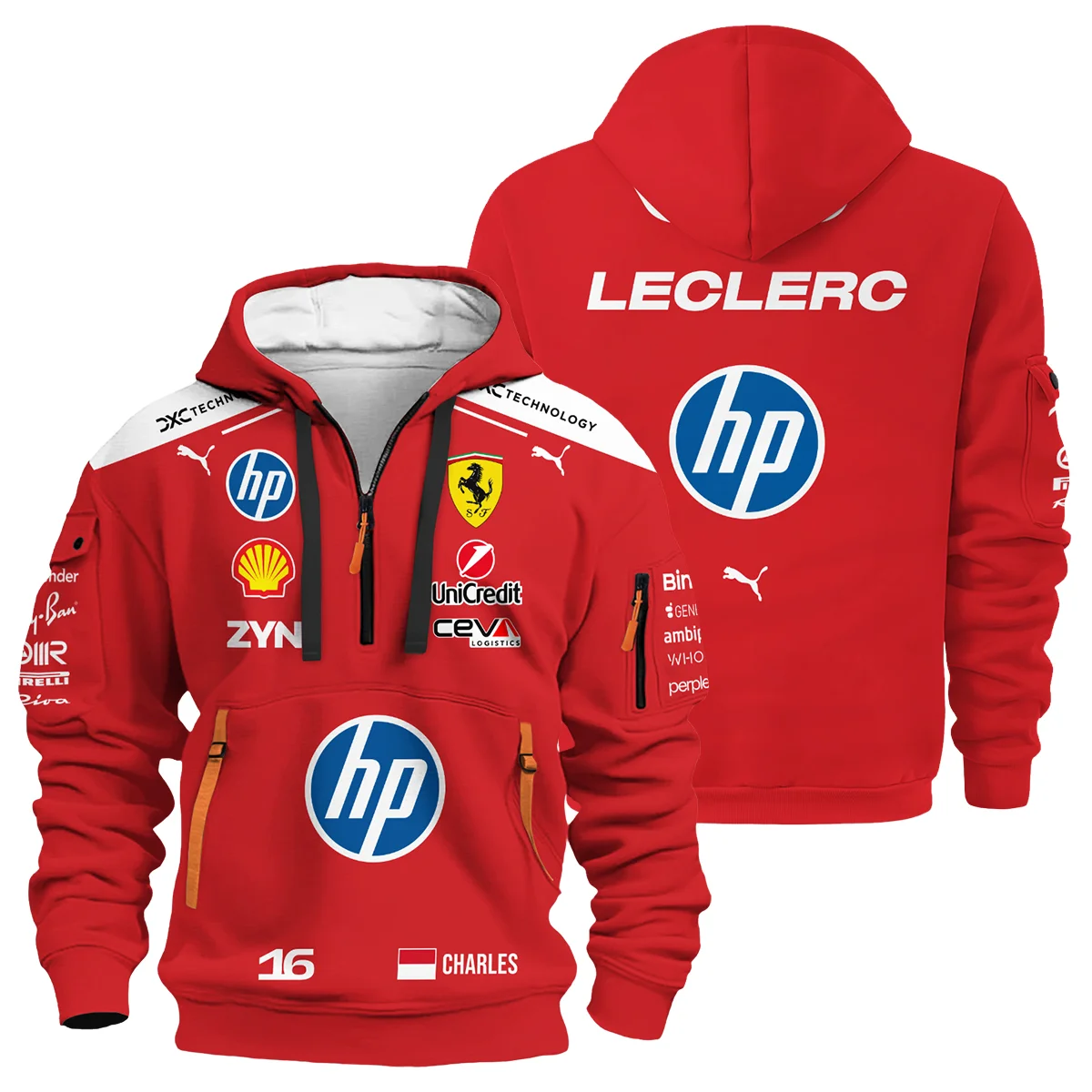 2026 Charles Leclerc Ferrari F1 Teamwear Hoodie Half Zip BLVAFRR2226A1HDF - Trackside Outfit