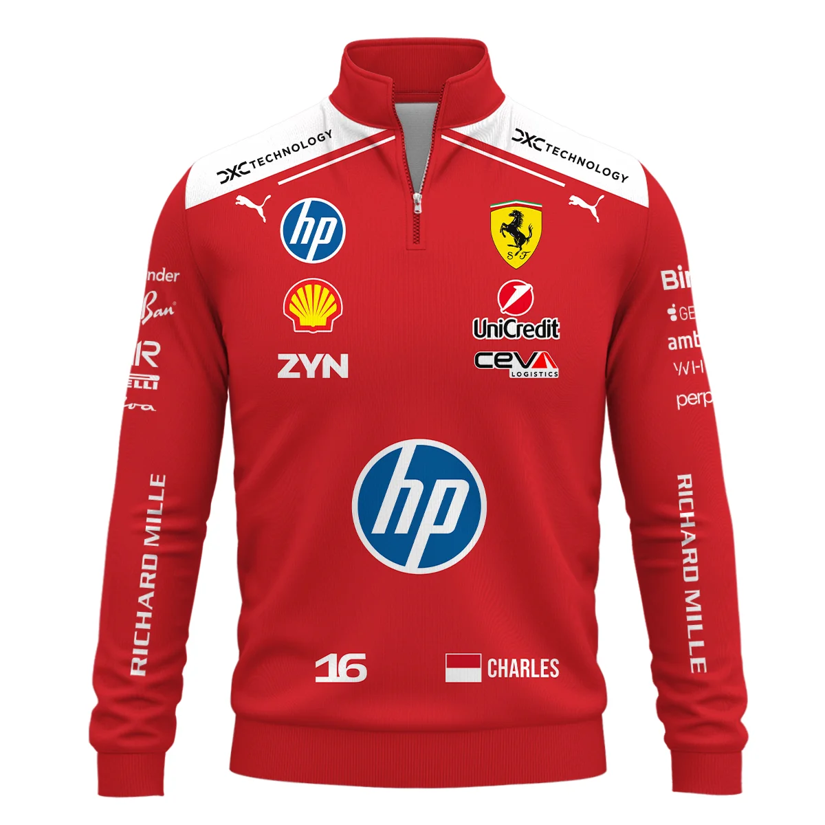 2026 Charles Leclerc Ferrari F1 Teamwear Quarter Zip Sweatshirt BLVAFRR2226A1QZS - Image 2