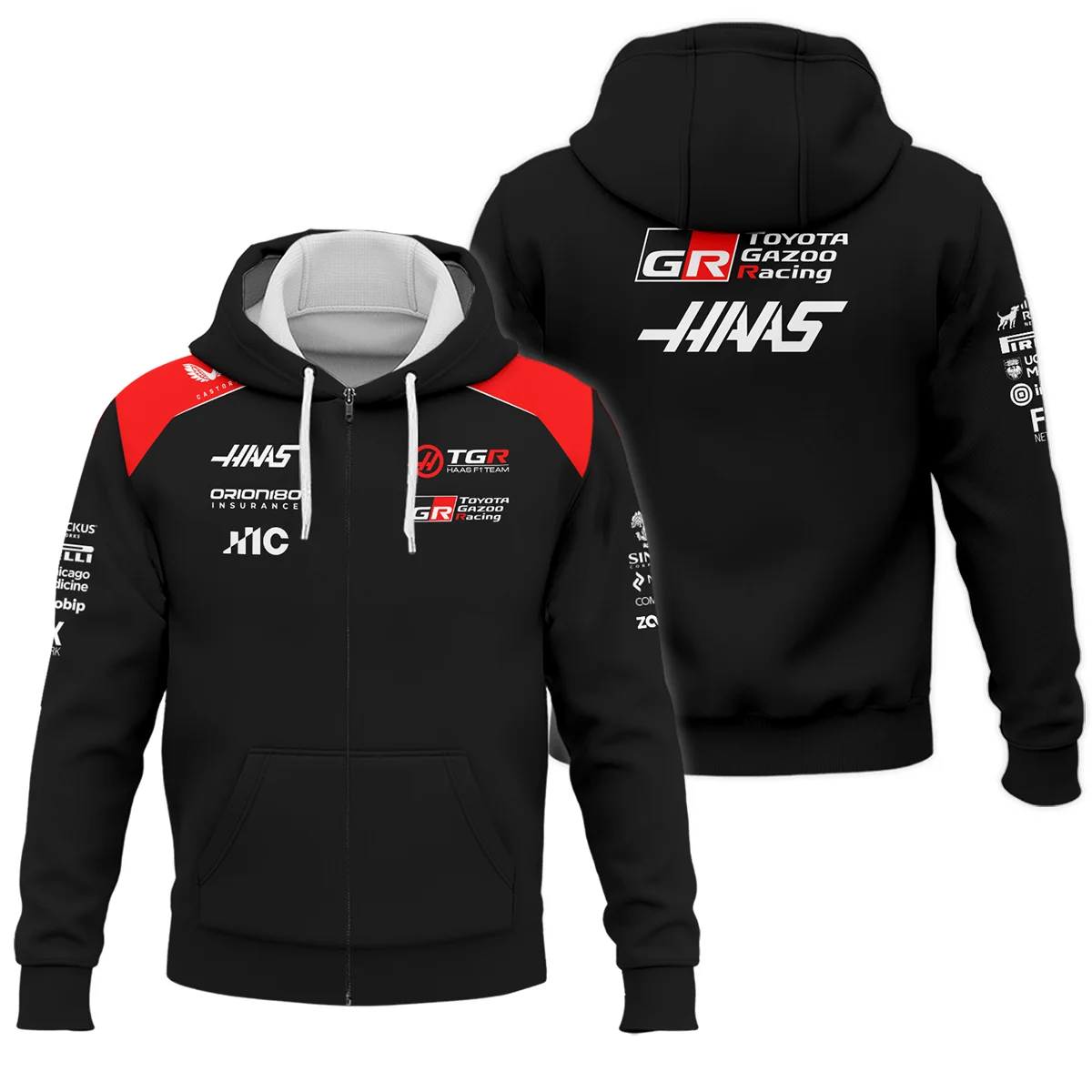 2026 Haas F1 Teamwear Zipper Hoodie BLVAHAAS9226A1ZHD - Black - Motorsport Lifestyle Wear