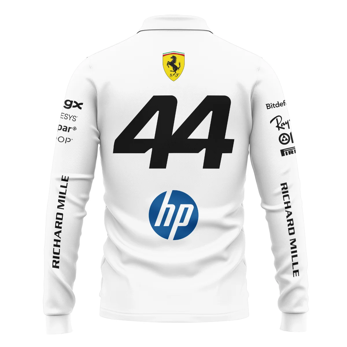 2026 Hamilton 44 Ferrari F1 Teamwear Long Polo Shirt BLVAFRR2226A4LPL - Image 3