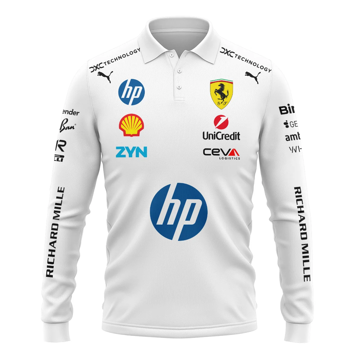 2026 Hamilton 44 Ferrari F1 Teamwear Long Polo Shirt BLVAFRR2226A4LPL - Image 2