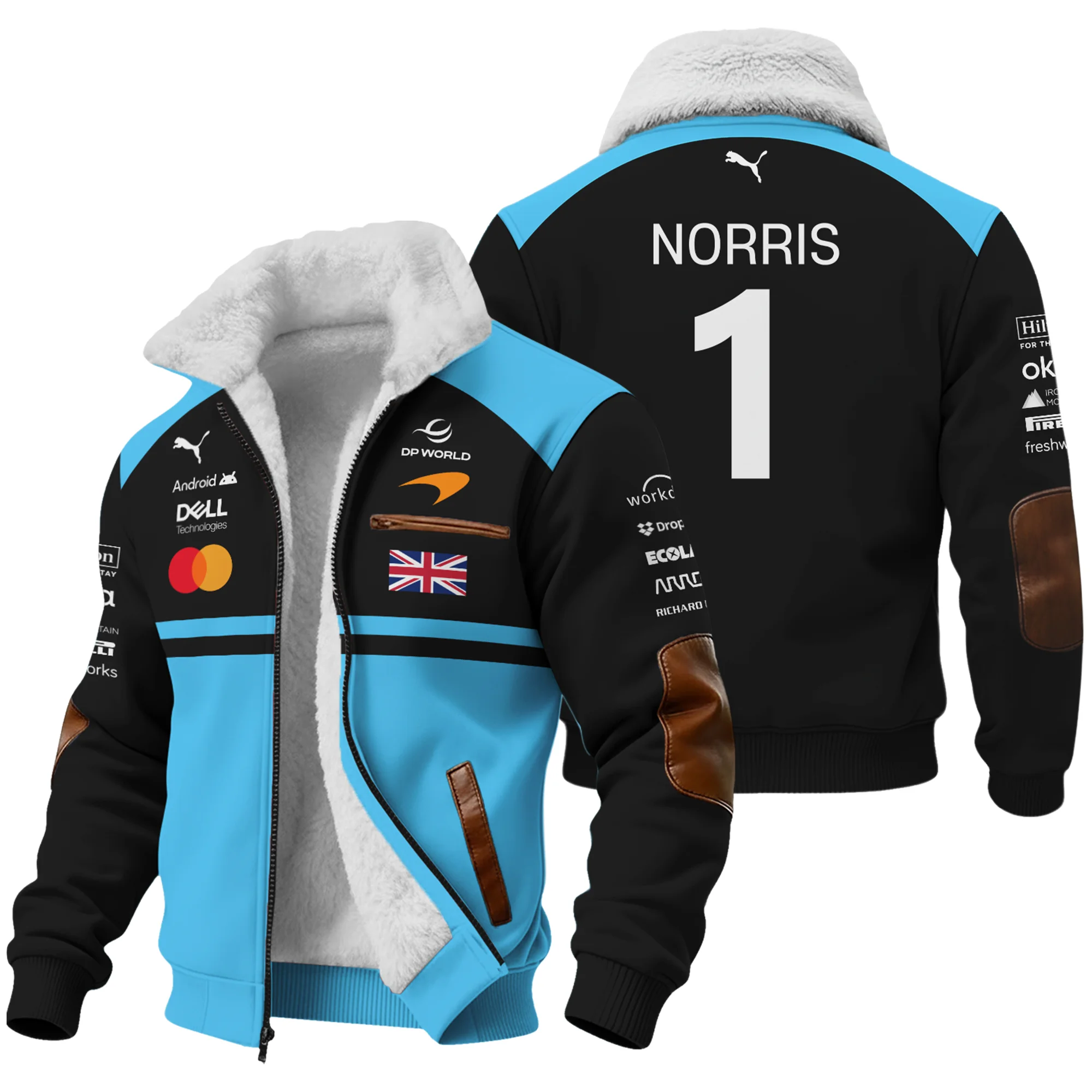 2026 Lando Norris McLaren F1 Teamwear Fleece Jacket BLNR26126A3FJ - Cyan - Race Day Outfit