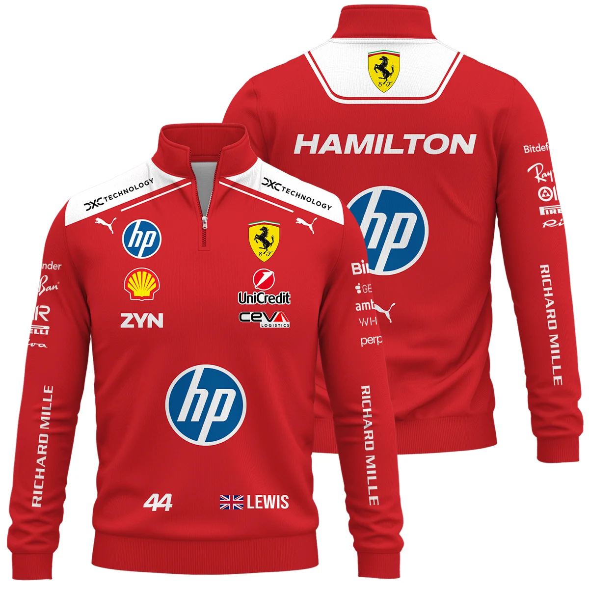 2026 Lewis Hamilton Ferrari F1 Teamwear Quarter Zip Sweatshirt BLVAFRR2226A3QZS - Motorsport Lifestyle Wear