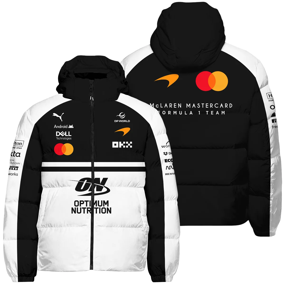2026 McLaren F1 Teamwear For Fans Down & Puffer Jackets BLMCL25126A2HCJ - White - Motorsport Lifestyle Wear