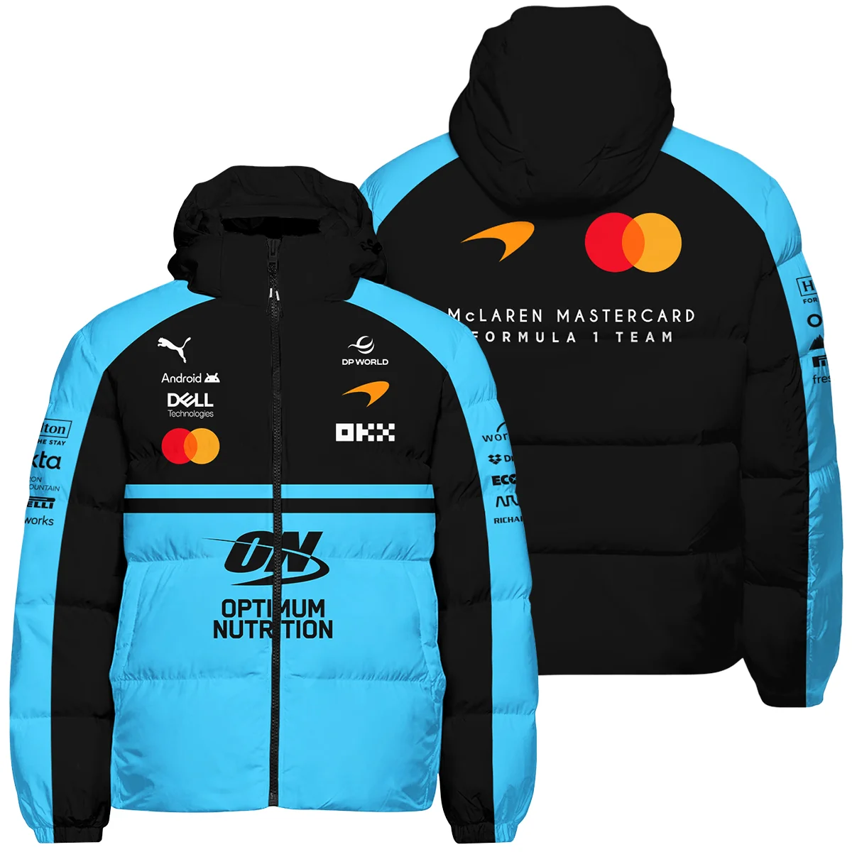 2026 McLaren F1 Teamwear For Fans Down & Puffer Jackets BLMCL25126A3HCJ - Cyan - Race Day Design
