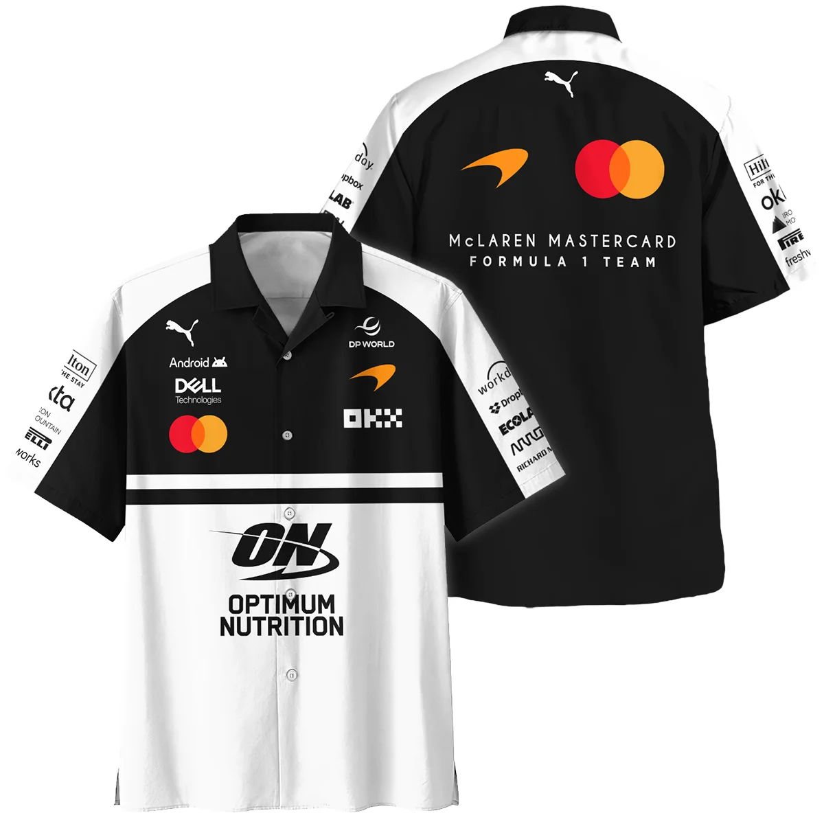 2026 McLaren F1 Teamwear For Fans Hawaiian Shirt BLMCL25126A2HW - White - Race Day Outfit