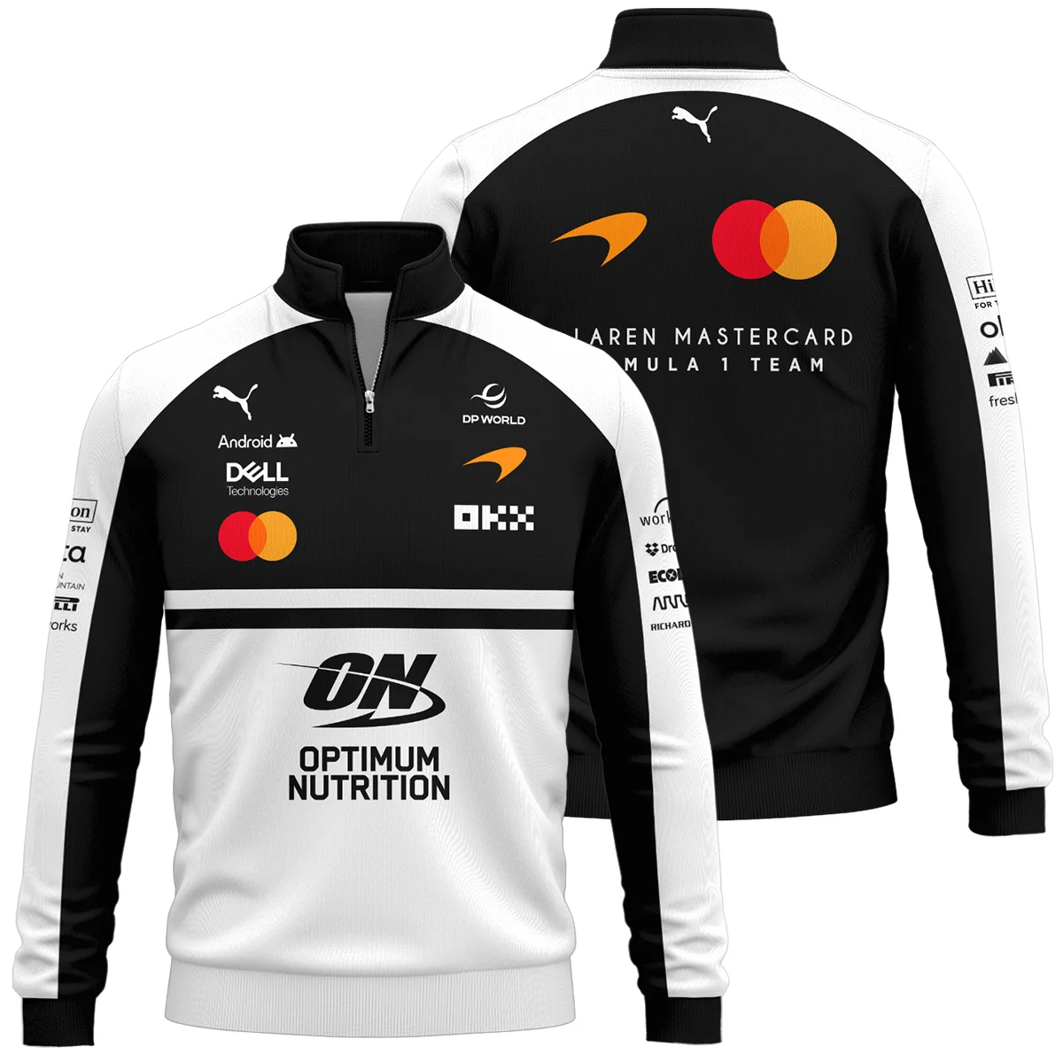 2026 McLaren F1 Teamwear For Fans Quarter Zip Sweatshirt BLMCL25126A2QZS - White - Race Day Outfit