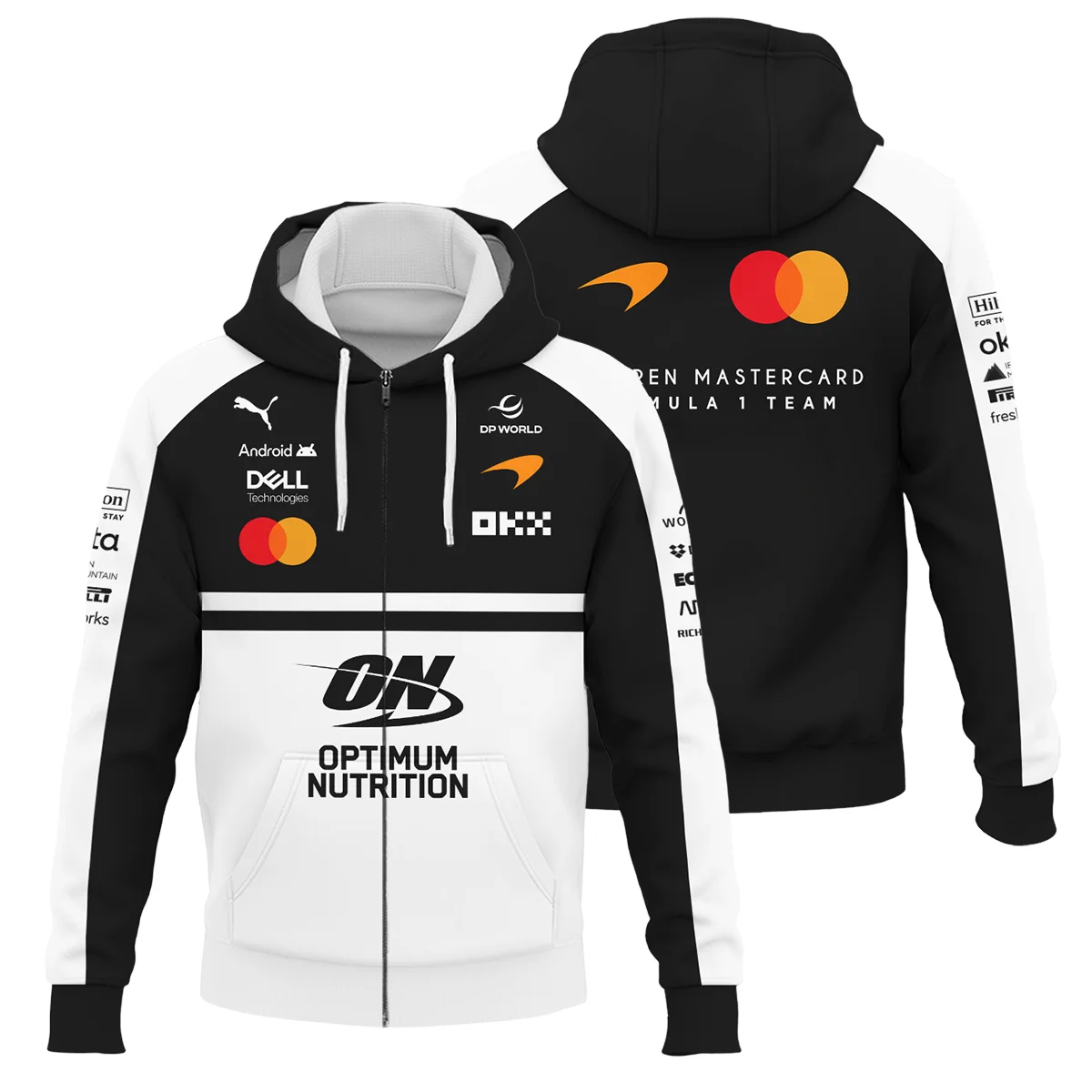 2026 McLaren F1 Teamwear For Fans Zipper Hoodie BLMCL25126A2ZHD - White - Motorsport Lifestyle Wear