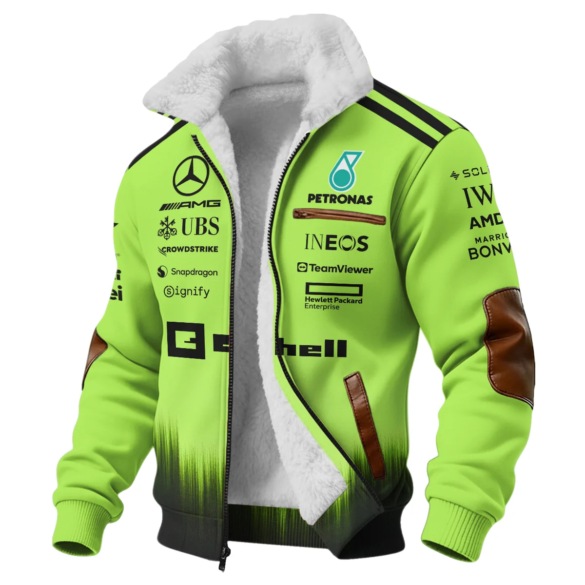 2026 Mercedes F1 Teamwear Fleece Jacket BLVAMER1226A5FJ - Green - Image 2