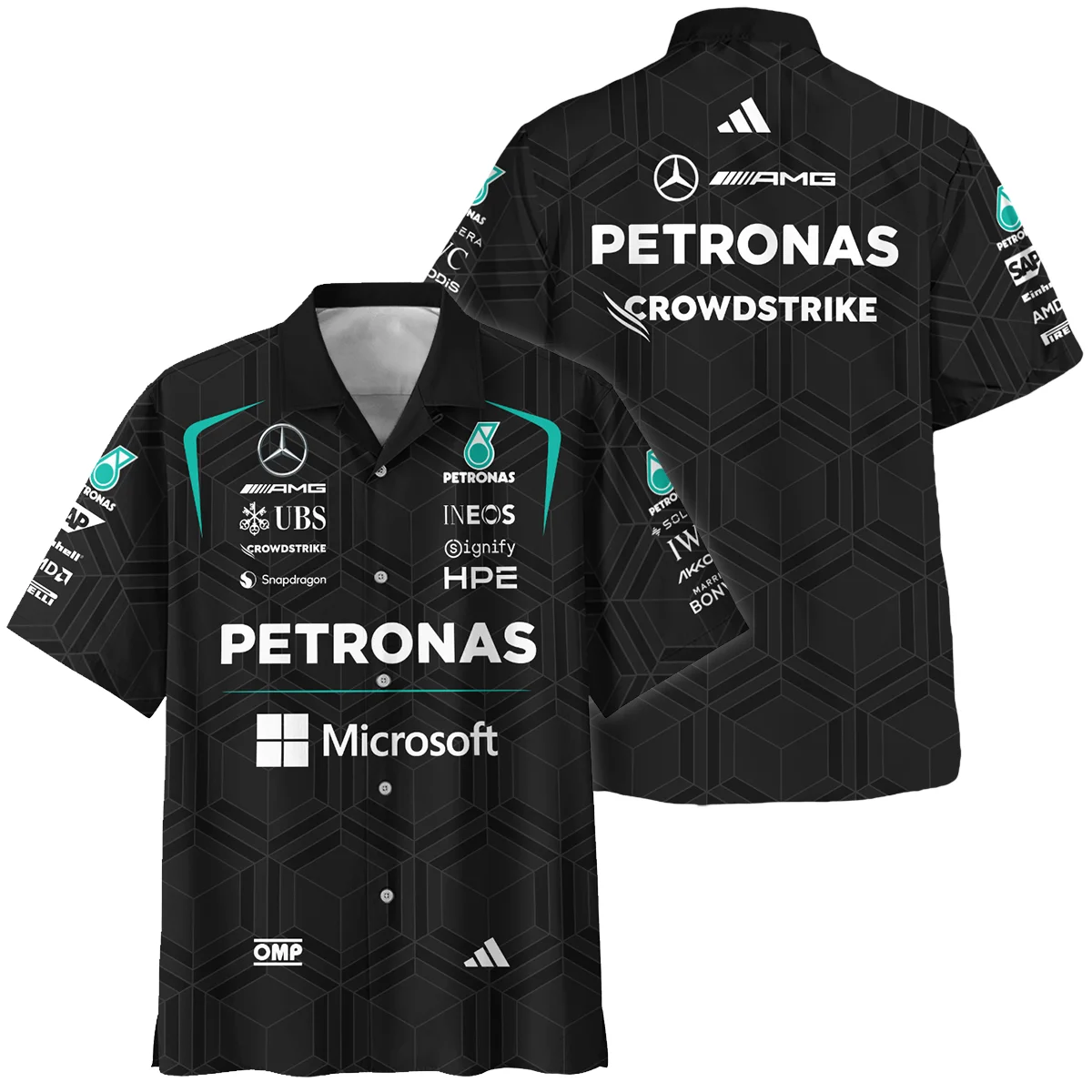 2026 Mercedes F1 Teamwear Hawaiian Shirt BLVAMER1226A3HW - Formula Racing Apparel