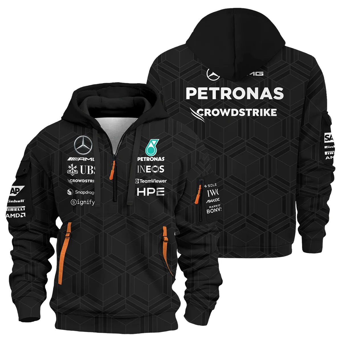 2026 Mercedes F1 Teamwear Hoodie Half Zip BLVAMER1226A1HDF - Race Day Outfit