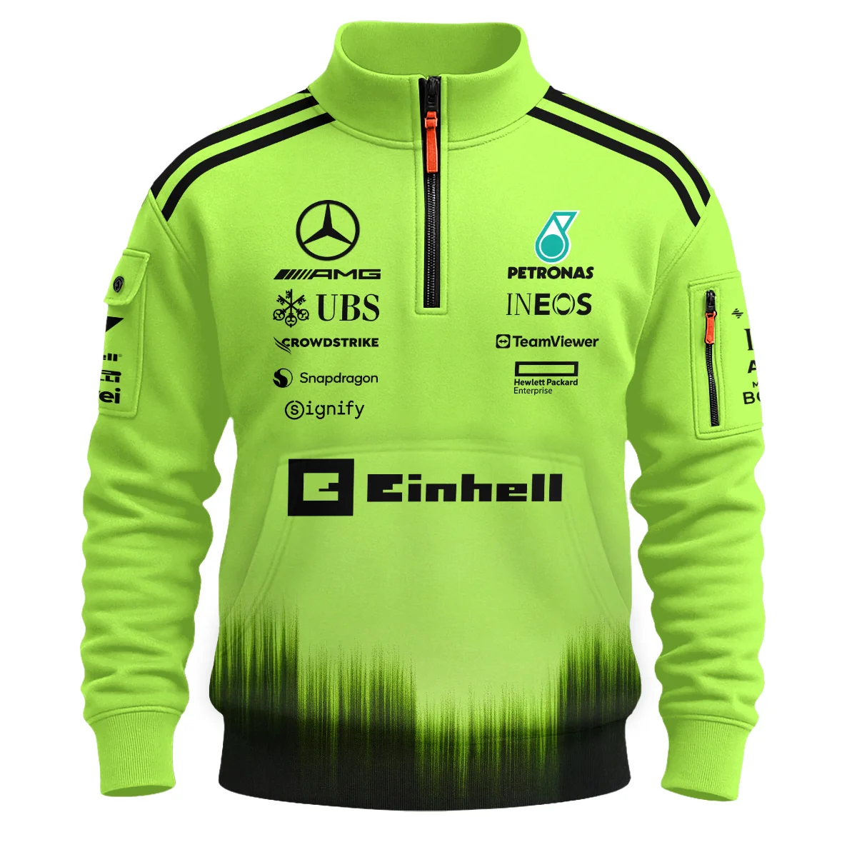 2026 Mercedes F1 Teamwear Sweatshirt Zipper BLVAMER1226A5SHZ - Green - Image 2