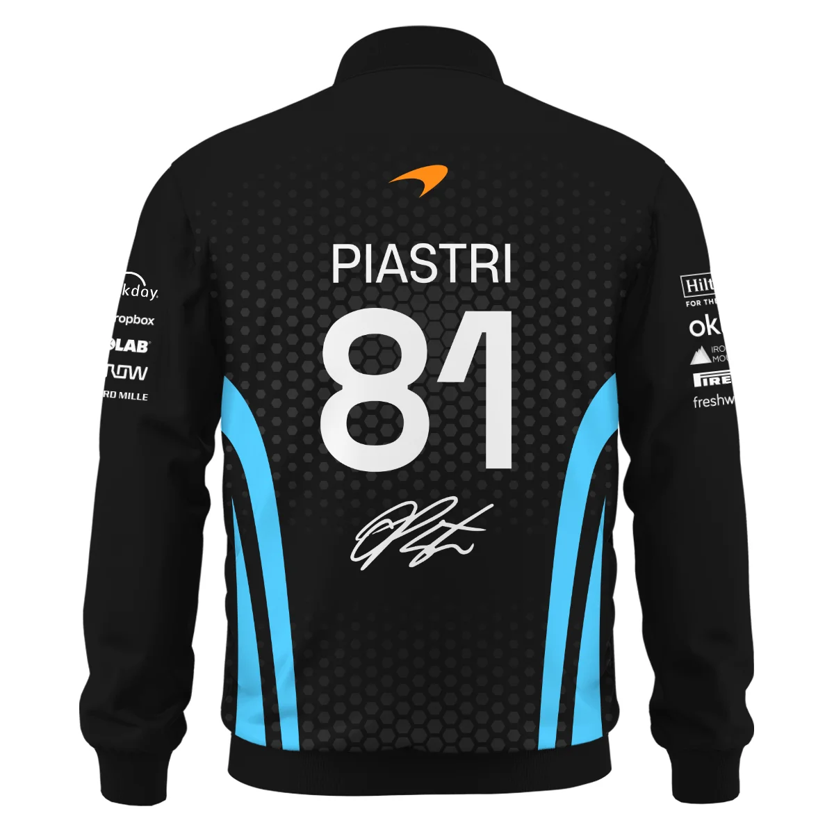 2026 Oscar Piastri McLaren F1 Teamwear Bomber BLOP26226A3BB - Cyan - Image 3