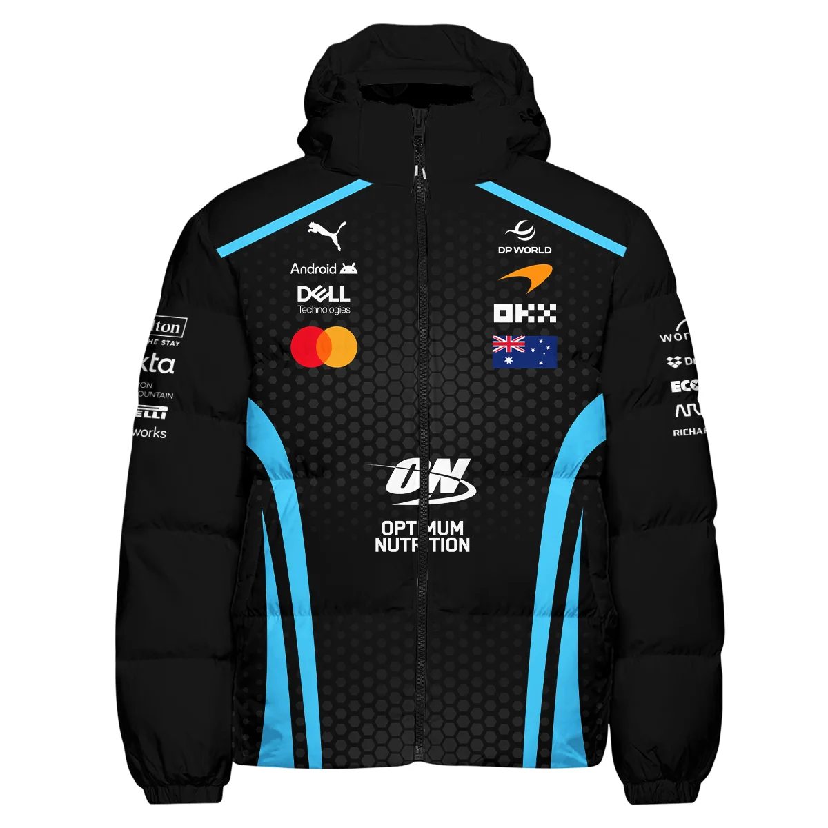 2026 Oscar Piastri McLaren F1 Teamwear Down & Puffer Jackets BLOP26226A3HCJ - Cyan - Image 2