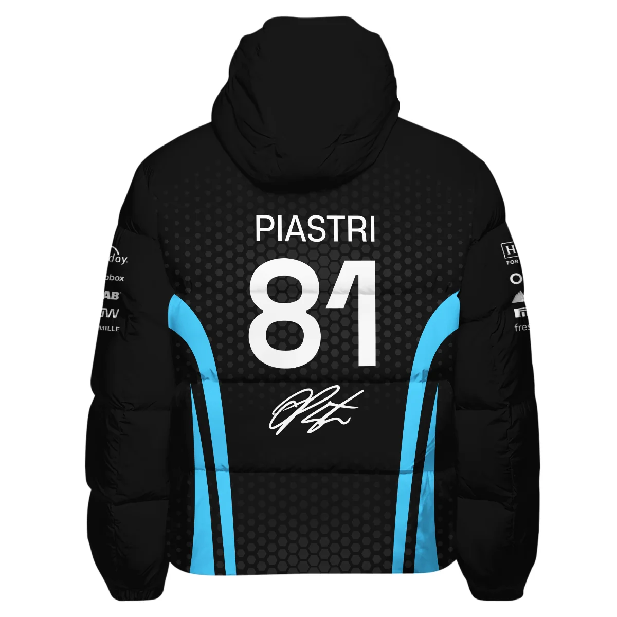 2026 Oscar Piastri McLaren F1 Teamwear Down & Puffer Jackets BLOP26226A3HCJ - Cyan - Image 3