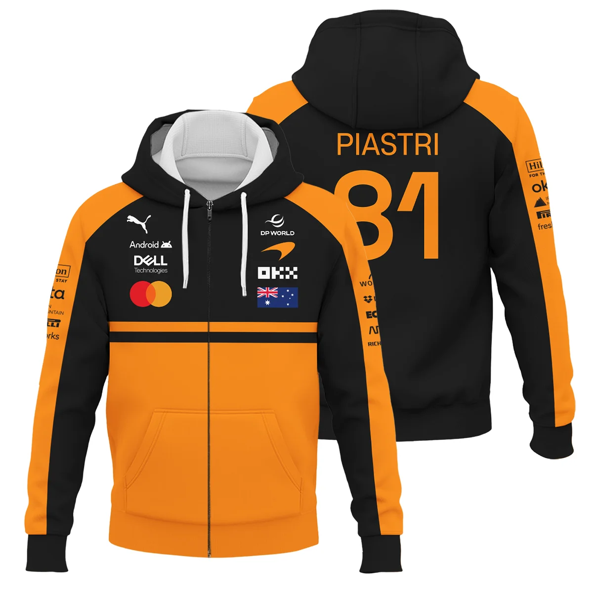 2026 Oscar Piastri McLaren F1 Teamwear Zipper Hoodie BLOP4226A1ZHD - Orange - F1 Fan Gear