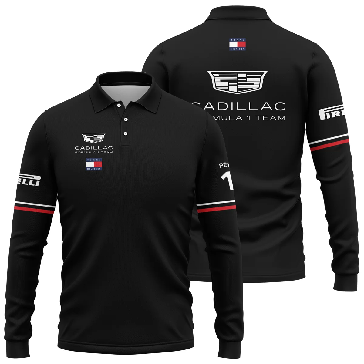 2026 Sergio Perez Cadillac F1 Teamwear Long Polo Shirt BLVACDL9226A4LPL - Black - Racing Lifestyle Clothing