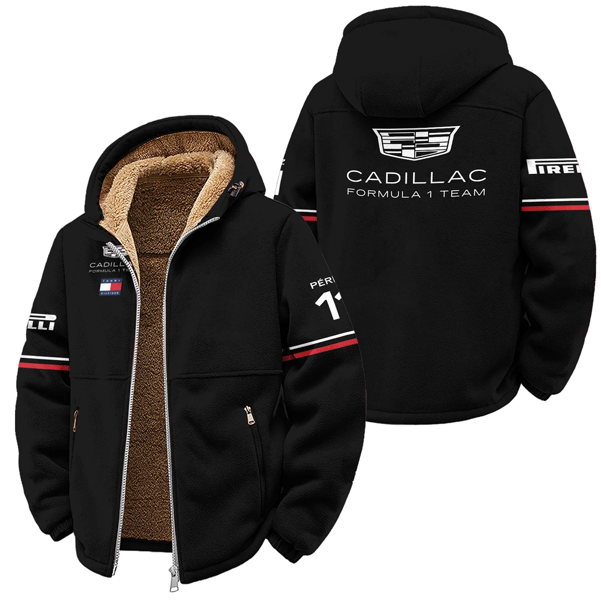 2026 Sergio Perez Cadillac F1 Teamwear Winter Fleece Jacket BLVACDL9226A4WFJ - Black - F1 Fan Gear