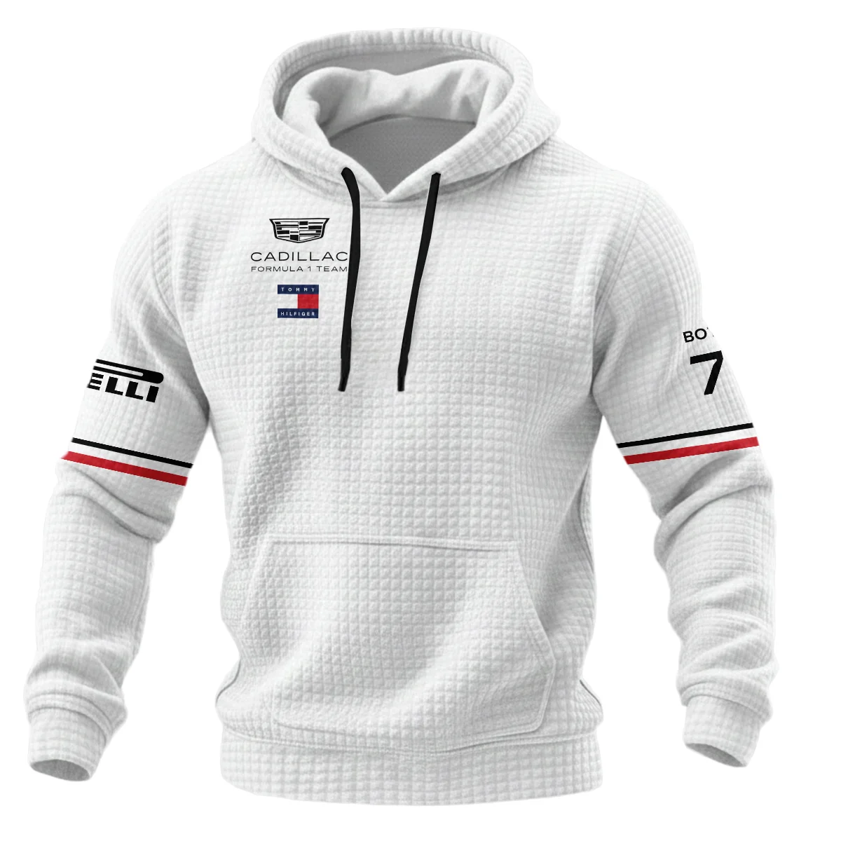 2026 Valtteri Bottas Cadillac F1 Teamwear Hoodie Quilted Waffle BLVACDL9226A1HQW - White - Image 2