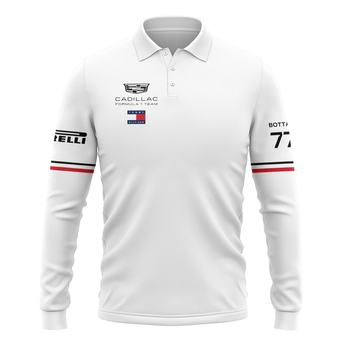 2026 Valtteri Bottas Cadillac F1 Teamwear Long Polo Shirt BLVACDL9226A1LPL - White - Image 2