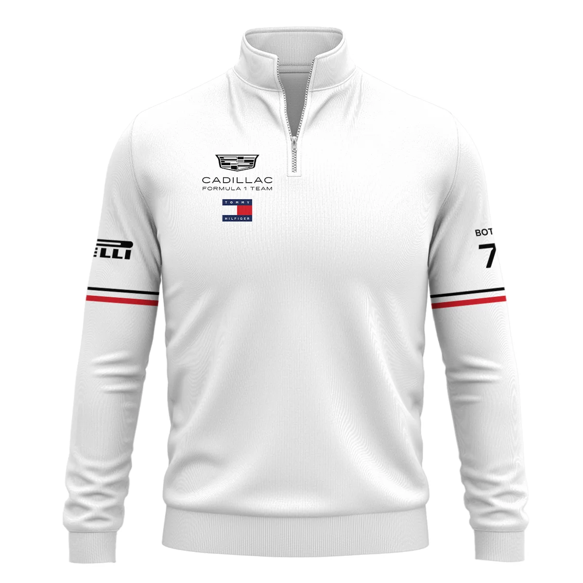 2026 Valtteri Bottas Cadillac F1 Teamwear Quarter Zip Sweatshirt BLVACDL9226A1QZS - White - Image 2