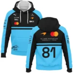 2026 Oscar Piastri 81 McLaren F1 Teamwear Hoodie BLOP25326A3HD - Cyan