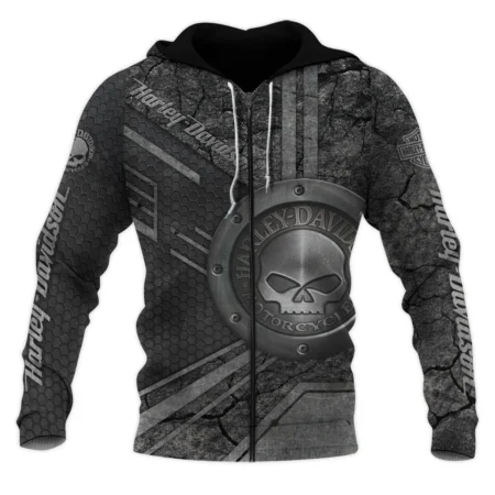 Harley-Davidson Motorcycle Iron Skull Zipper Hoodie All Over Prints Gift Fan Love QTVAHL250226A12-ZHD