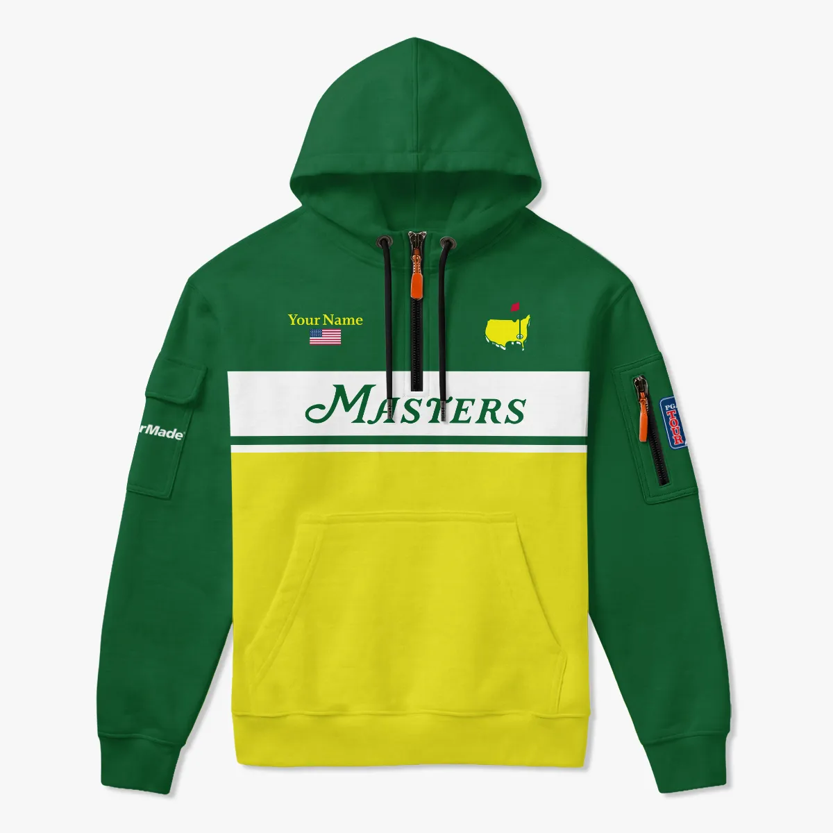 TaylorMade Masters Tournament Zip Neck Hoodie All Over Prints QTMT100325A1TM-ZLU