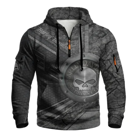 Harley-Davidson Motorcycle Iron Skull Zip Neck Hoodie All Over Prints Gift Fan Love QTVAHL250226A12-ZLU