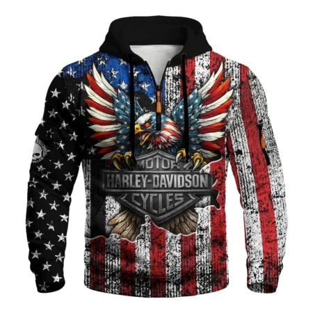 Harley-Davidson Motorcycle American Spirit Zip Neck Hoodie All Over Prints Gift Fan Love QTVAHL250226A13-ZLU