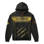 Harley-Davidson Motorcycle Gilded Leather Zip Neck Hoodie All Over Prints Gift Fan Love QTVAHL250226A16-ZLU