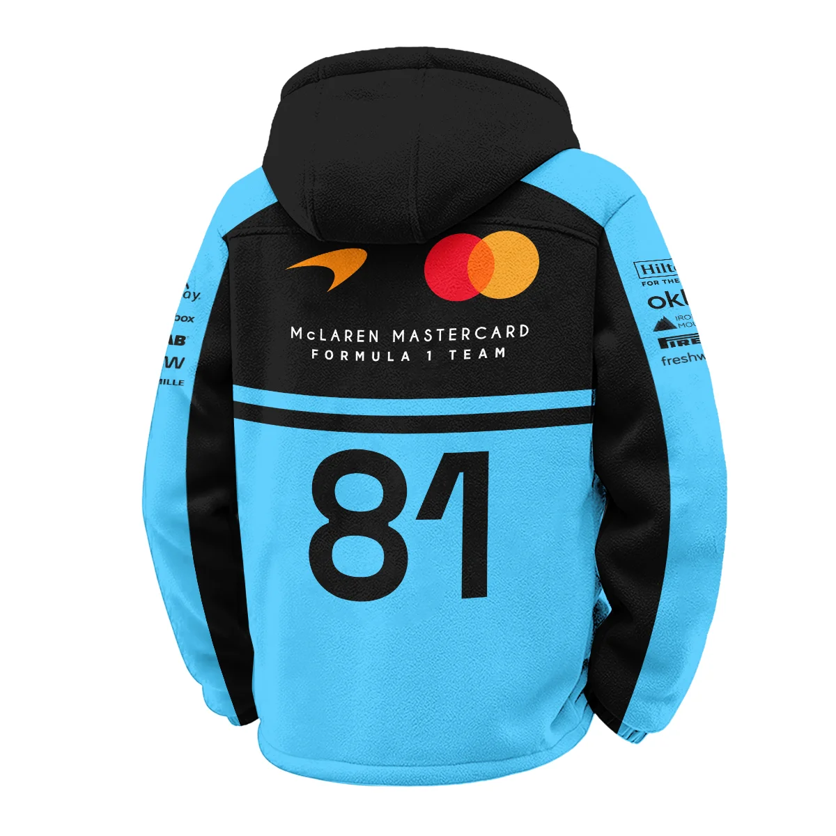 2026 Oscar Piastri 81 McLaren F1 Teamwear Winter Fleece Jacket BLOP25326A3WFJ - Cyan - Image 3