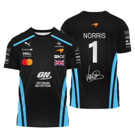 2026 Lando Norris McLaren F1 Teamwear T-Shirt BLNR26226A3TS - Cyan - Motorsport Lifestyle Wear