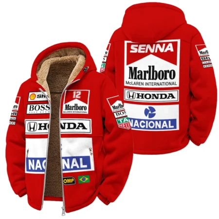 1988 Ayrton Senna Honda Race Suit Marlboro McLaren Winter Fleece Jacket BL3725A2WFJ - Race Day Outfit