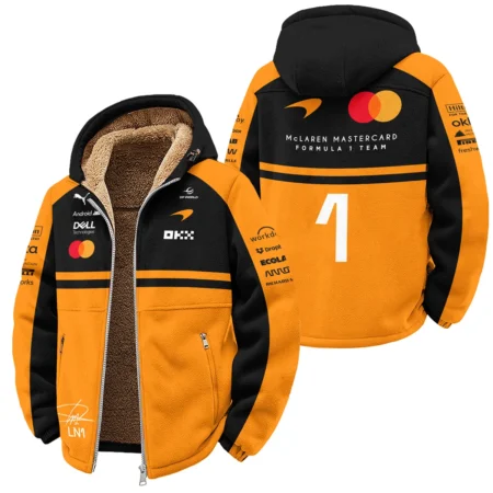 2026 Lando Norris 1 McLaren F1 Teamwear Winter Fleece Jacket BLNR25326A1WFJ - Orange