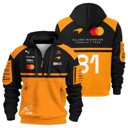 2026 Oscar Piastri 81 McLaren F1 Teamwear Hoodie Half Zip BLOP25326A1HDF - Orange