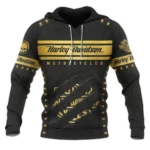 Harley-Davidson Motorcycle Gilded Leather Hoodie All Over Prints Gift Fan Love QTVAHL250226A16-HD