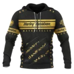 Harley-Davidson Motorcycle Gilded Leather Zipper Hoodie All Over Prints Gift Fan Love QTVAHL250226A16-ZHD