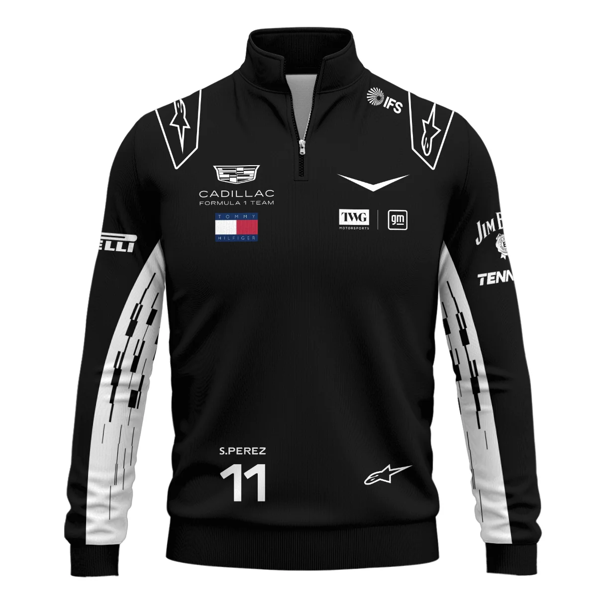 2026 Sergio Perez Cadillac F1 Team Apparel Quarter Zip Sweatshirt BLVA9326SP3QZS - Image 2