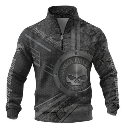 Harley-Davidson Motorcycle Iron Skull Quarter Zip Sweatshirt All Over Prints Gift Fan Love QTVAHL250226A12-QTZ