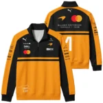 2026 Lando Norris 1 McLaren F1 Teamwear Quarter Zip Sweatshirt BLNR25326A1QZS - Orange