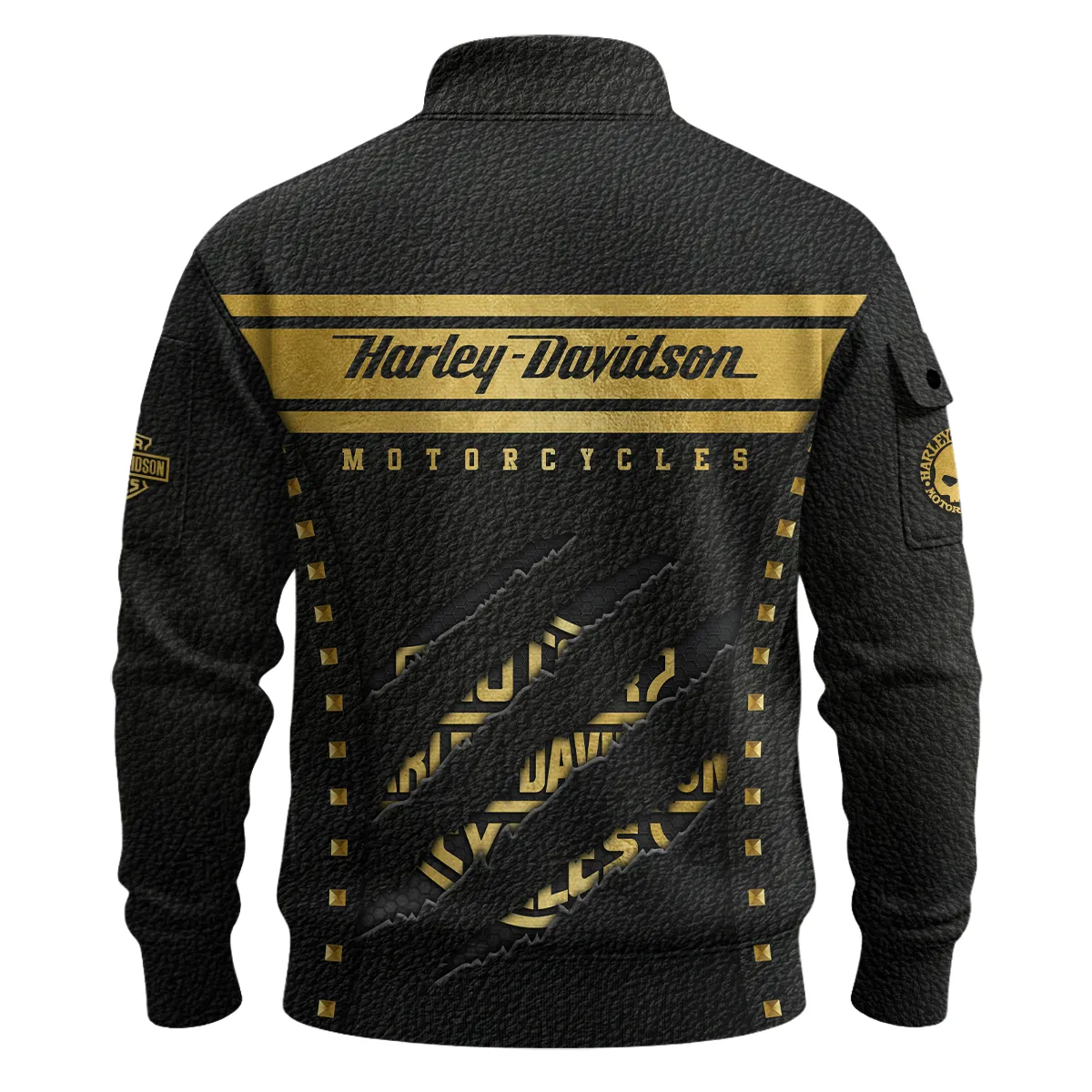 Harley-Davidson Motorcycle Gilded Leather Sweatshirt Zipper All Over Prints Gift Fan Love QTVAHL250226A16-SHZ - Image 2