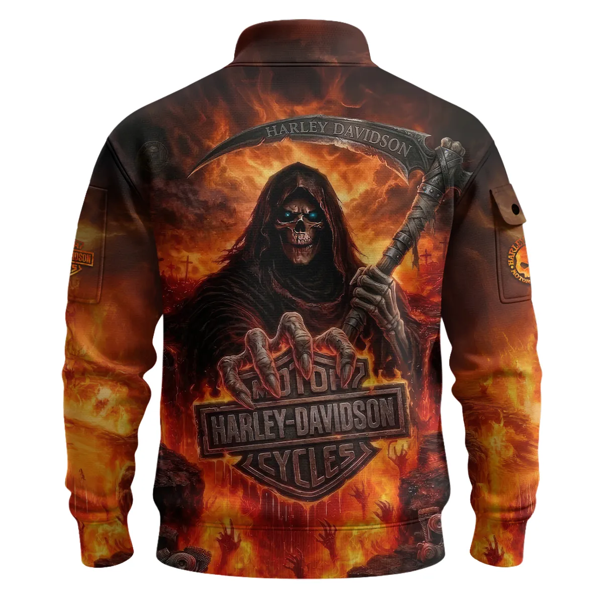 Harley-Davidson Motorcycle Hell Reaper Sweatshirt Zipper All Over Prints Gift Fan Love QTVAHL250226A17-SHZ - Image 3