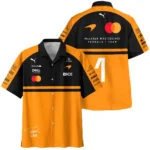 2026 Lando Norris 1 McLaren F1 Teamwear Hawaiian Shirt BLNR25326A1HW - Orange