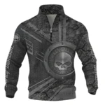 Harley-Davidson Motorcycle Iron Skull Quarter Zip Quilted Waffle All Over Prints Gift Fan Love QTVAHL250226A12-QZW