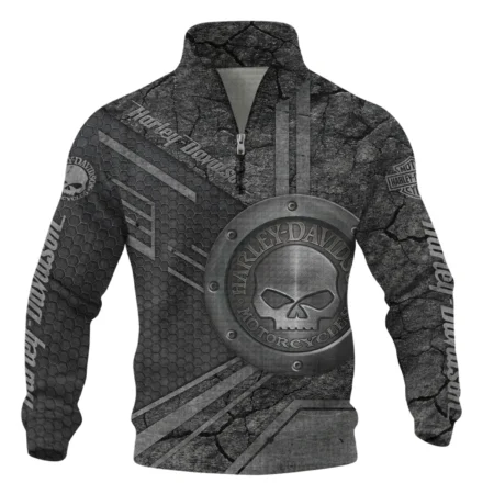 Harley-Davidson Motorcycle Iron Skull Quarter Zip Quilted Waffle All Over Prints Gift Fan Love QTVAHL250226A12-QZW