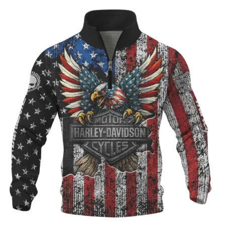 Harley-Davidson Motorcycle American Spirit Quarter Zip Quilted Waffle All Over Prints Gift Fan Love QTVAHL250226A13-QZW