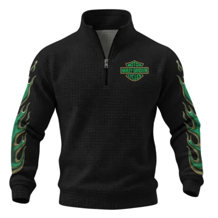 Harley-Davidson Motorcycle Green Phantom Quarter Zip Quilted Waffle All Over Prints Gift Fan Love QTVAHL250226A15-QZW