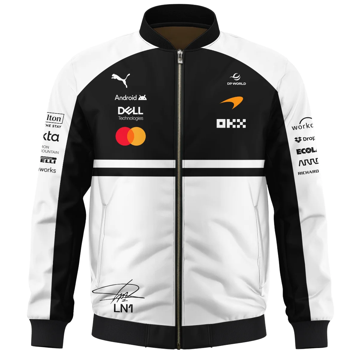 2026 Lando Norris 1 McLaren F1 Teamwear Bomber BLNR25326A2BB - White - Image 2